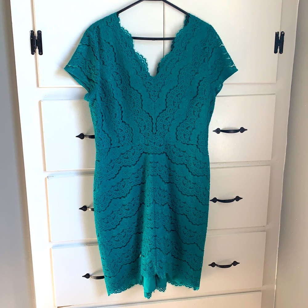 Loft Teal Lace Dress
